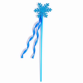 Волшебная палочка «Снежинка», голубая, с ленточками (комплект 2 шт)
