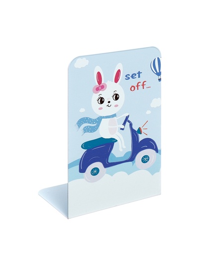 Держатель (ограничитель) подставка для книг, 2 штуки «Зверушки», голубой