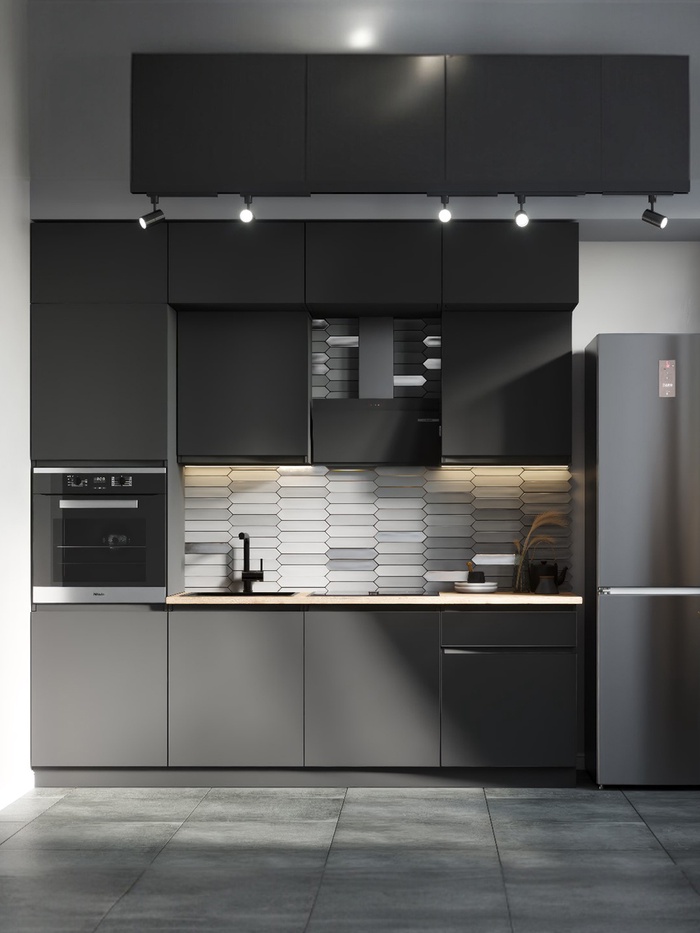 Кухонный гарнитур в потолок «Виктория», 2400 мм, цвет графит - Фото 1