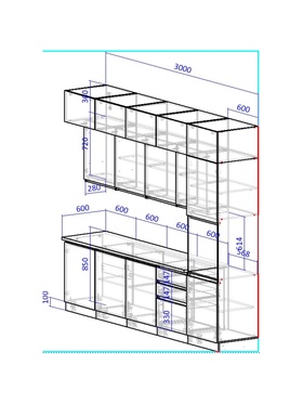 Кухонный гарнитур в потолок «Виктория», 3000 мм, цвет графит