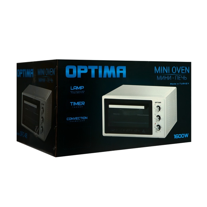 Мини-печь OPTIMA OFC-48W, 1600 Вт, 48 л, 50-300°С, таймер, белая - фото 51618710