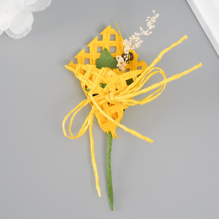 Набор декоративных букетиков (12 шт) "Розочка"  5х9 см, желтый - Фото 1