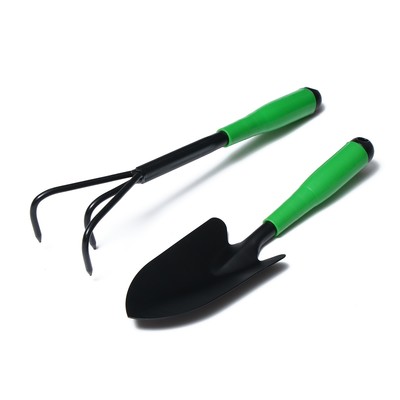 Набор садового инструмента, 2 предмета: рыхлитель, совок, длина 35 см, пластиковые ручки