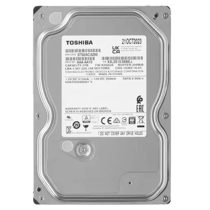 Жесткий диск Toshiba SATA-III 2TB DT02ACA200 Notebook/Desktop (7200rpm) 256Mb 3.5" - Фото 1