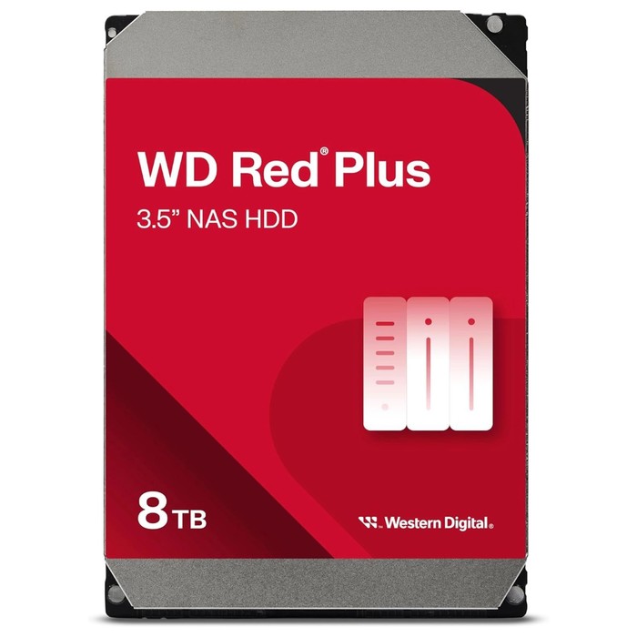 Жесткий диск WD SATA-III 8TB WD80EFPX NAS Red Plus (5640rpm) 256Mb 3.5" - Фото 1