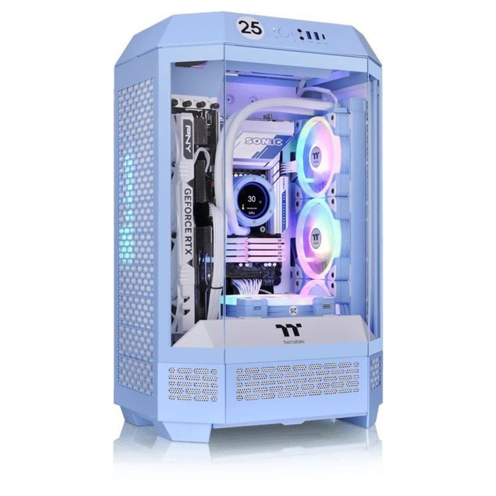 Корпус Thermaltake The Tower 300 Hydrangea голубой без БП miniITX 7x120mm 5x140mm 2xUSB3.0   1070400 - фото 51664007