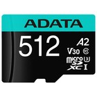 Карта памяти microSDXC 512GB A-Data AUSDX512GUI3V30SA2-RA1 Premier Pro + adapter - Фото 2