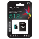 Карта памяти microSDXC 512GB A-Data AUSDX512GUI3V30SA2-RA1 Premier Pro + adapter - Фото 4