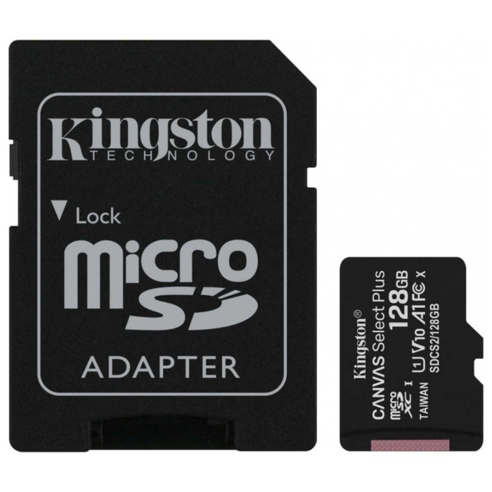 Карта памяти microSDXC 128GB Kingston SDCS2/128GB Canvas Select Plus + adapter - Фото 1