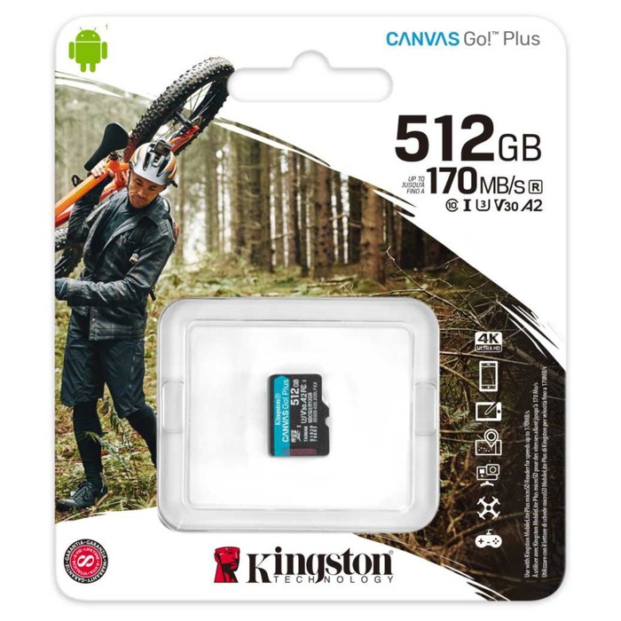 Карта памяти microSDXC 512GB Kingston SDCG3/512GBSP Canvas Go! Plus w/o adapter - фото 51684967