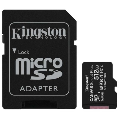 Карта памяти microSDXC 512GB Kingston SDCS2/512GB Canvas Select Plus + adapter