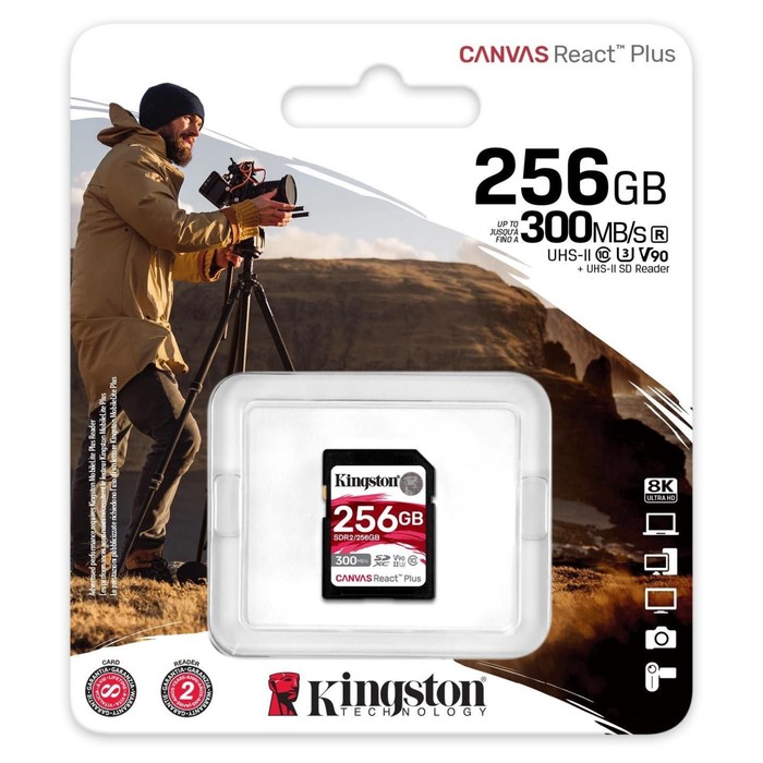 Карта памяти SDXC 256GB Kingston SDR2/256GB Canvas React Plus w/o adapter - фото 51625472