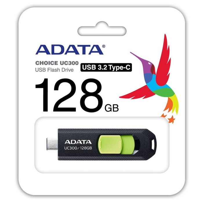 Флешка A-Data 128GB Type-C UC300 ACHO-UC300-128G-RBK/GN USB3.2 черный/зеленый - фото 51620526