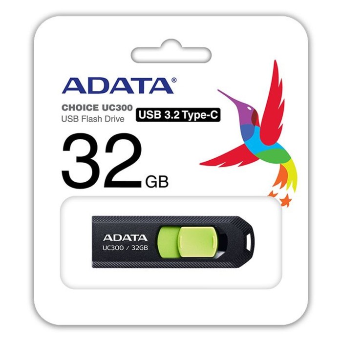 Флешка A-Data 32GB Type-C UC300 ACHO-UC300-32G-RBK/GN USB3.2 черный/зеленый - фото 51620559