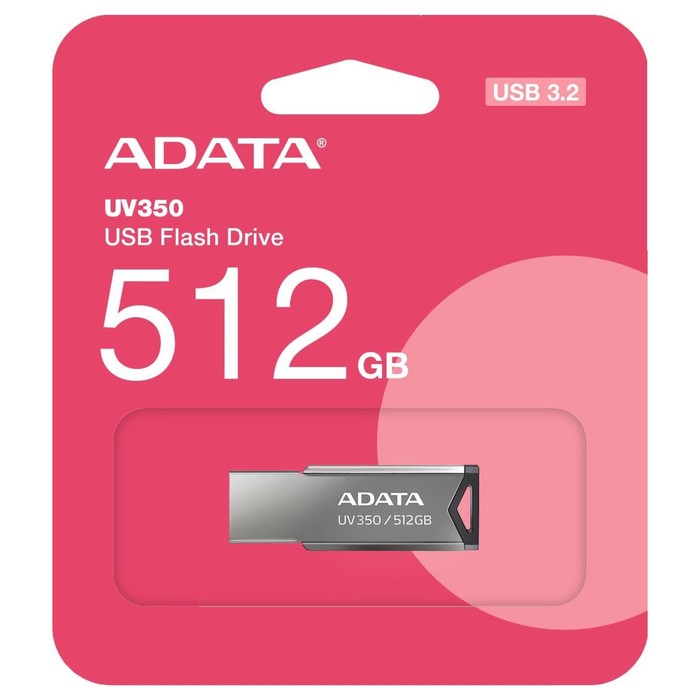 Флешка A-Data 512GB UV350 AUV350-512G-RBK USB3.0 серебристый - фото 51620573