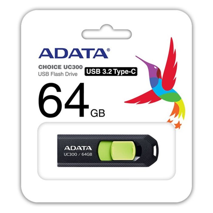 Флешка A-Data 64GB Type-C UC300 ACHO-UC300-64G-RBK/GN USB3.2 черный/зеленый - фото 51620575