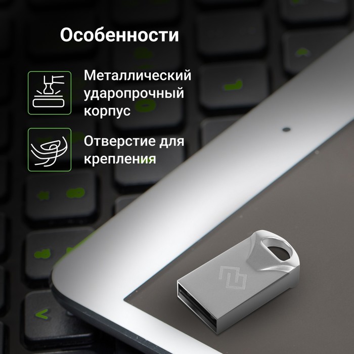 Флешка Digma 32GB DRIVE2 DGFUM032A20SR USB2.0 серебристый - фото 51620605