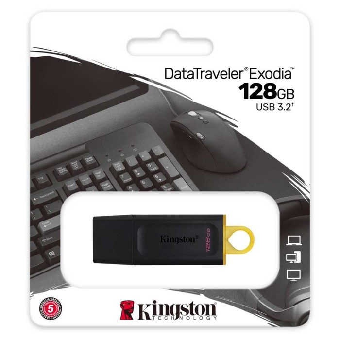 Флешка Kingston 128GB DataTraveler Exodia DTX/128GB USB3.2 черный/желтый - фото 51620686