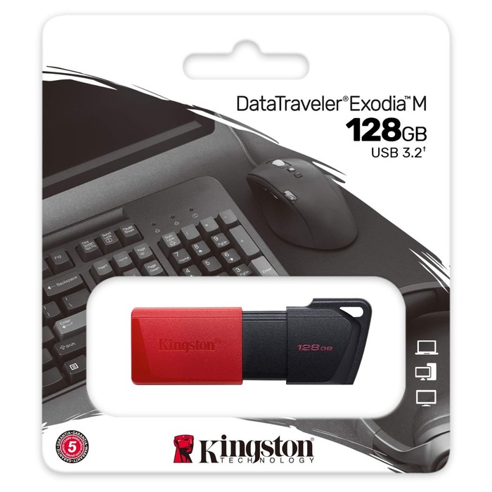 Флешка Kingston 128GB DataTraveler Exodia M DTXM/128GB USB3.0 черный/черный - фото 51620689