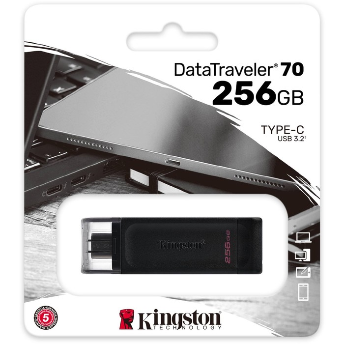 Флешка Kingston 256GB DataTraveler 70 Type-C DT70/256GB USB3.2 черный - фото 51620698