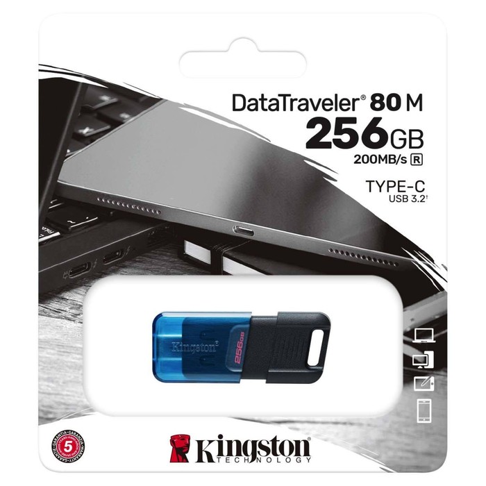 Флешка Kingston 256GB DataTraveler 80 M Type-C DT80M/256GB USB3.2 черный - фото 51656121