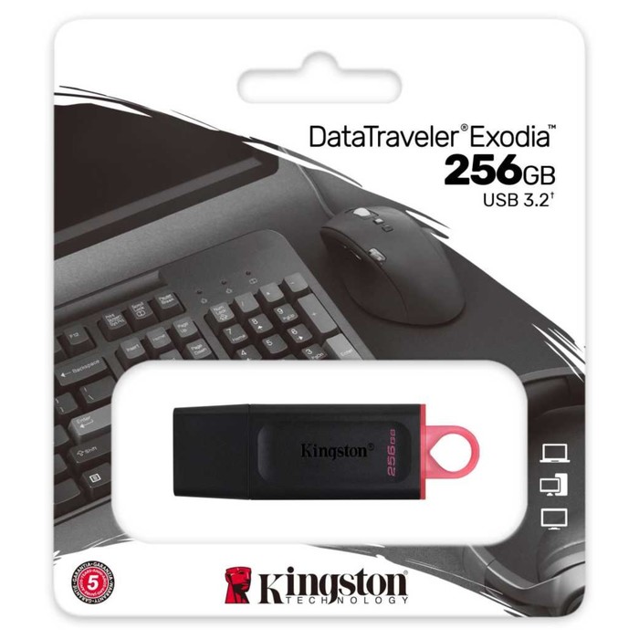 Флешка Kingston 256GB DataTraveler Exodia DTX/256GB USB3.0 черный/красный - фото 51620701