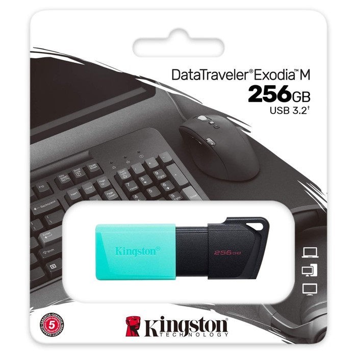 Флешка Kingston 256GB DataTraveler Exodia M DTXM/256GB USB3.0 черный/зеленый - фото 51620704