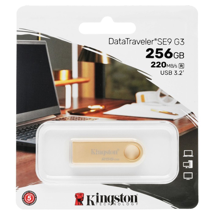 Флешка Kingston 256GB DataTraveler SE9 DTSE9G3/256GB USB3.0 золотистый - фото 51620707