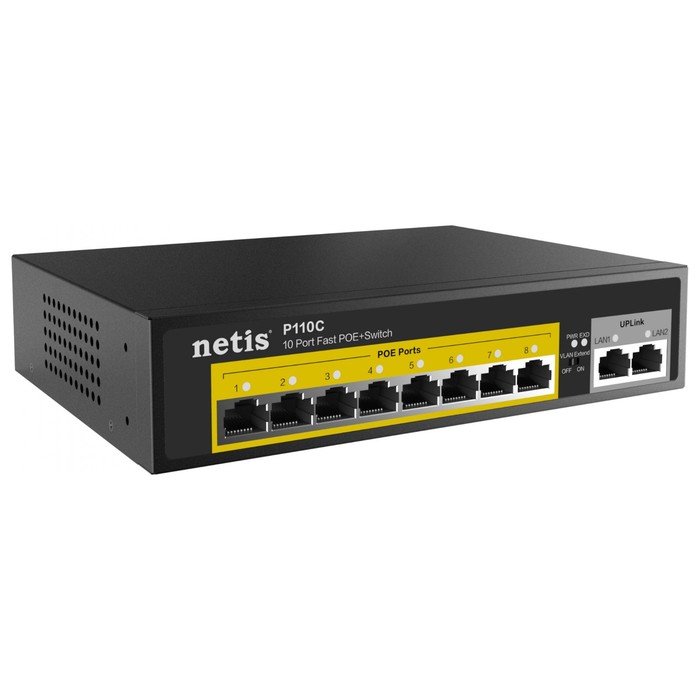 Коммутатор Netis P110C (L2) 10x100Мбит/с 8PoE+ 120W неуправляемый - фото 51620818