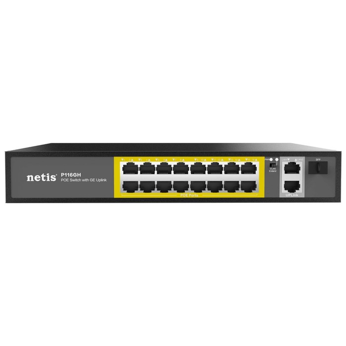 Коммутатор Netis P116GH (L2) 16x100Мбит/с 2x1Гбит/с 1SFP 16PoE 16PoE+ 240W неуправляемый - фото 51620823