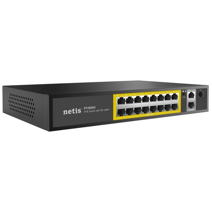 Коммутатор Netis P116GH (L2) 16x100Мбит/с 2x1Гбит/с 1SFP 16PoE 16PoE+ 240W неуправляемый - фото 51620824