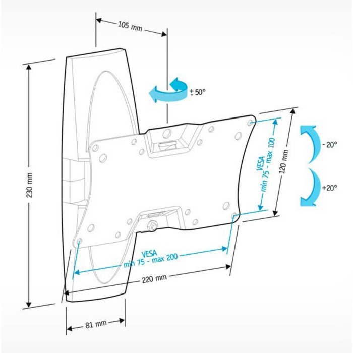 Кронштейн для телевизора Holder LCDS-5062 белый 19"-32" макс.30кг настенный поворот и накло   107046 - фото 51634969