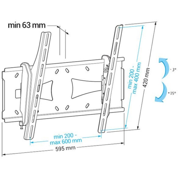 Кронштейн для телевизора Holder PTS-4006 черный 32"-60" макс.40кг настенный наклон - фото 51621281