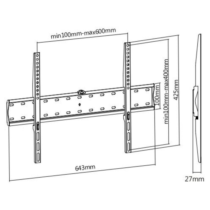 Кронштейн для телевизора Ultramounts UM805F черный 37"-70" макс.40кг настенный фиксированны   107047 - фото 51621474