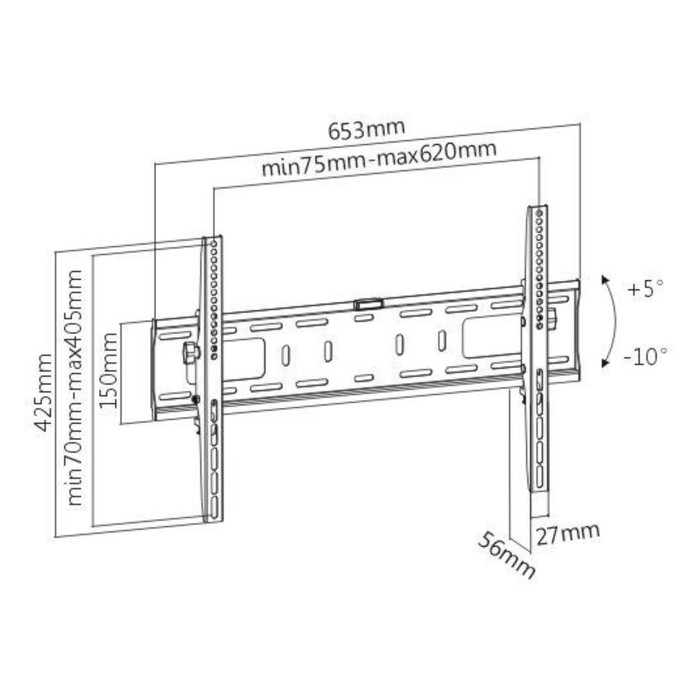 Кронштейн для телевизора Ultramounts UM842T черный 37"-75" макс.50кг настенный наклон - фото 51621492