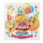 Салфетки бумажные двухслойные «С днём рождения», смайлики и торт, 33х33, 20 шт. - фото 4605693