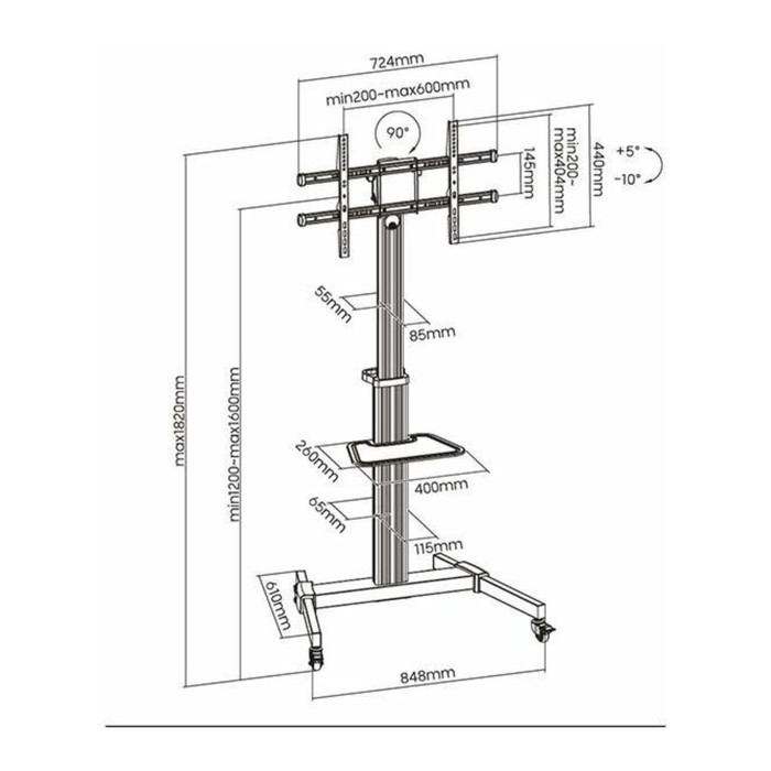 Подставка для телевизора Ultramounts UM307W белый 37"-86" макс.50кг напольный мобильный - фото 51621560