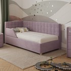 Кровать «Версаль» без ПМ, 100×190 см, с бортиком, левая, премиум велюр, пыльная сирень - фото 110780508