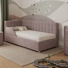 Кровать «Версаль» без ПМ, 100×200 см, с бортиком, левая, премиум велюр, цвет пыльная роза - фото 110780572