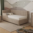 Кровать «Версаль» без ПМ, 120×210 см, с бортиком, левая, премиум велюр, песчаный бриз - фото 110781068