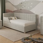 Кровать «Версаль» с ПМ, 100×190 см, с бортиком, левая, премиум велюр, цвет лунный луч - фото 110781560