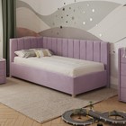 Кровать «Помпиду» без ПМ, 100×190 см, левая, премиум велюр, цвет бутоны вишни - фото 110788413