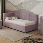 Кровать «Помпиду» без ПМ, 100×200 см, левая, премиум велюр, цвет пыльная сирень - фото 110788545
