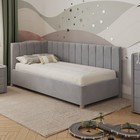 Кровать «Помпиду» без ПМ, 100×210 см, левая, премиум велюр, цвет звёздная пыль - фото 110788561