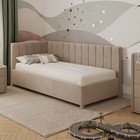 Кровать «Помпиду» без ПМ, 110×190 см, левая, премиум велюр, цвет песчаный бриз - фото 110788669