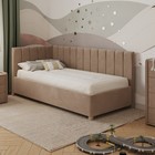 Кровать «Помпиду» без ПМ, 110×200 см, левая, премиум велюр, цвет пески касабланки - фото 110788731