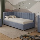 Кровать «Помпиду» без ПМ, 90×190 см, левая, премиум велюр, цвет лондонский туман - фото 110789277