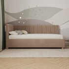 Кровать «Помпиду» с ПМ, 100×190 см, левая, премиум велюр, цвет пески касабланки - Фото 3