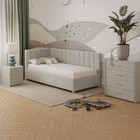 Кровать «Помпиду» с ПМ, 110×190 см, левая, премиум велюр, цвет лунный луч - фото 110789745