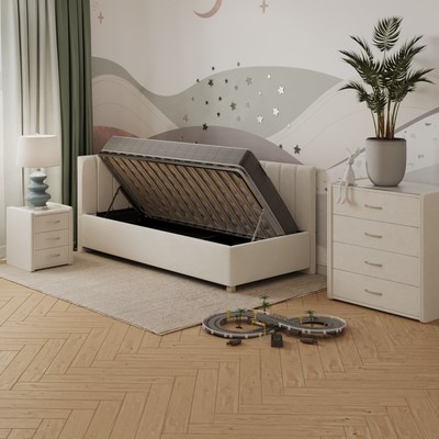 Кровать - тахта «Помпиду», левая, с подъёмным механизмом, 900×1900 мм, премиум велюр, цвет лепестки ландыша